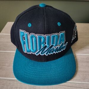 Florida Marlins SnapBack Flat Trim MLB Baseball Hat Vintage American Needle 1918